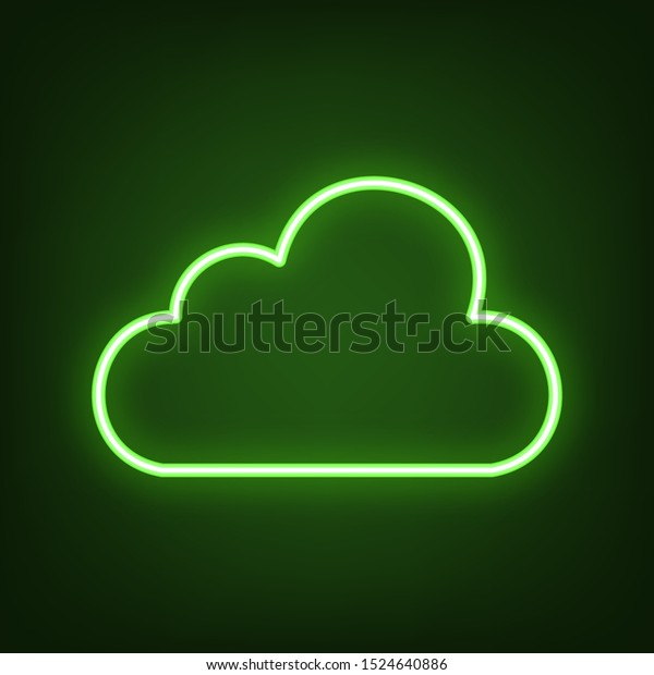 Cloud Sign Illustration Green Neon Icon Stock Vector Royalty Free