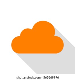 Cloud sign illustration. Orange icon with flat style shadow path.
