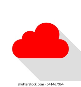 Cloud sign illustration. Red icon with flat style shadow path.