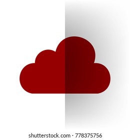 Cloud sign illustration. Vector. Bordo icon on white bending paper background.