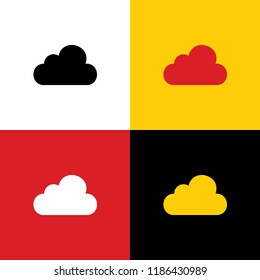 Cloud sign illustration. Vector. Icons of german flag on corresponding colors as background.