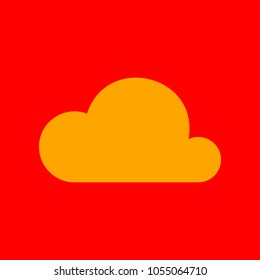 Cloud sign illustration. Vector. Orange icon with white holes if exist at red background. Isolated.