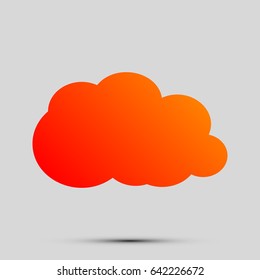 Cloud sign illustration. Vector. Orange, red-yellow icon with shadow on gray background.