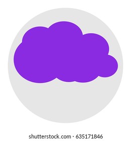 Cloud sign illustration. Vector. Violet flat icon on light gray circle at white background. Isolated.