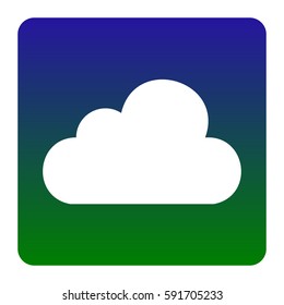 Cloud sign illustration. Vector. White icon at green-blue gradient square with rounded corners on white background. Isolated.