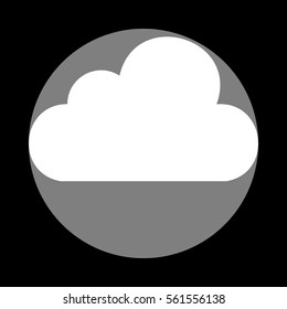 Cloud sign illustration. White icon in gray circle at black background. Circumscribed circle. Circumcircle.