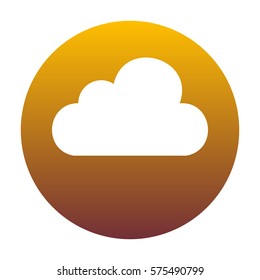 Cloud sign illustration. White icon in circle with golden gradient as background. Isolated.