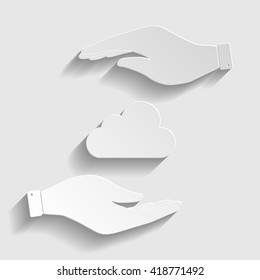 Cloud sign. Paper style icon