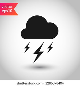 Cloud sign. Storm sign. Lightning cloud vector icon. Weather symbol