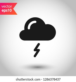 Cloud sign. Storm sign. Lightning cloud vector icon. Weather symbol
