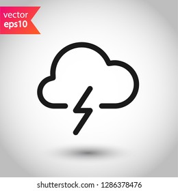 Cloud sign. Storm sign. Lightning cloud vector icon. Weather symbol