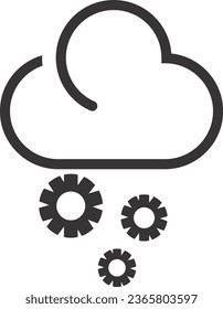 cloud sign with sun outline and filled flat vector 