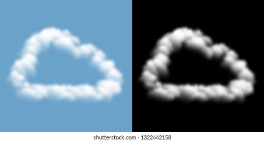 Cloud sign and symbol Cloud or smoke pattern, Internet technology concept design illustration isolated float on blue sky background, with opacity mask, vector eps 10