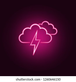 cloud sign with thunder-storm icon. Elements of Weather in neon style icons. Simple icon for websites, web design, mobile app, info graphics