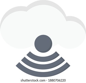 cloud signal vector flat colour icon