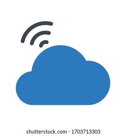 icono de color de glifo vectorial de señal de nube 