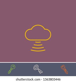 cloud signal vector line icon.Basic element illustration.cloud signal vector outline symbol design.Bonus broken key graphic concept