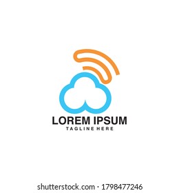 Cloud With Signals Logo Vector Illustration Icons