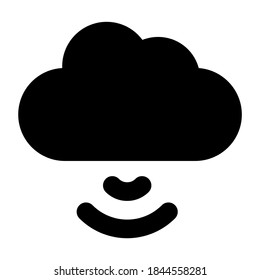 Estilo vectorial de señales en la nube, icono de glifo de almacenamiento en la nube 