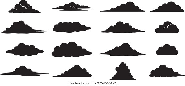 Cloud Silhouette Collection – Weather Sky Cloud Shapes Vector Set