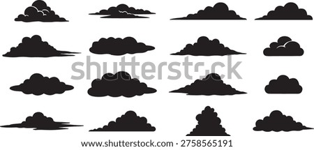 Cloud Silhouette Collection – Weather Sky Cloud Shapes Vector Set