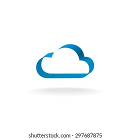 Cloud silhouette. Color 3D ribbon isometric style logo.