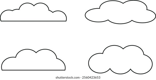 Cloud silhouette line art vector illustration