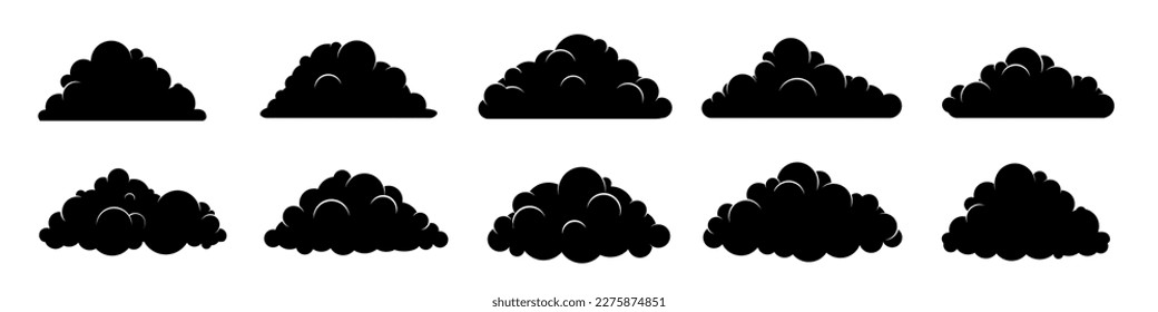 Cloud silhouette. Smoke icon. Cloud vector set.