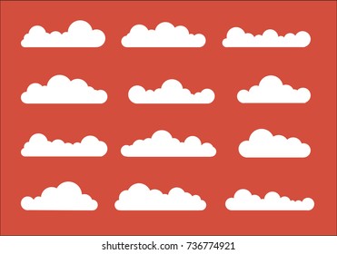 Cloud silhouettes. Modern cartoon vector illustration in a flat style. The idea of an cloud icons of isolated on background. Design element for labels, logo, wallpapers, web, mobile app, infographics.