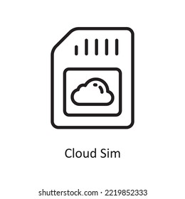 Cloud Sim Vector Outline Icon Design illustration. Cloud Computing Symbol on White background EPS 10 File