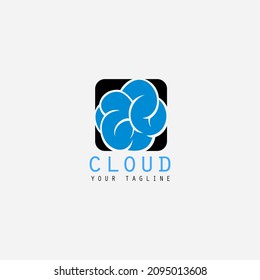cloud simple blue color illustration logo design