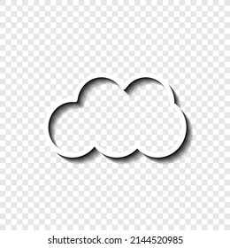Cloud simple icon vector. Flat desing. White with shadow on transparent grid.ai