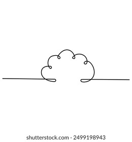 
Cloud  single line art, continuous one line drawing of  Isolated outline vector art 


