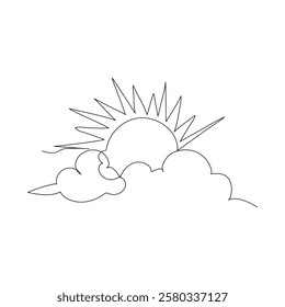 Cloud single line art Drawing Design Vector Illustration Clipart