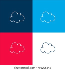 Cloud sketched shape four color material and minimal icon logo set in red and blue