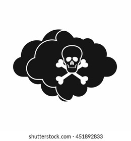 Cloud with skull and bones icon in simple style isolated vector illustration