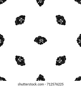 Cloud with skull and bones pattern repeat seamless in black color for any design. Vector geometric illustration