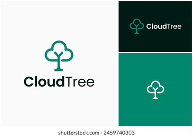 Nube Cielo Clima Atmósfera Árbol Planta Natural Moderno Vector Simple Logo Diseño Ilustración