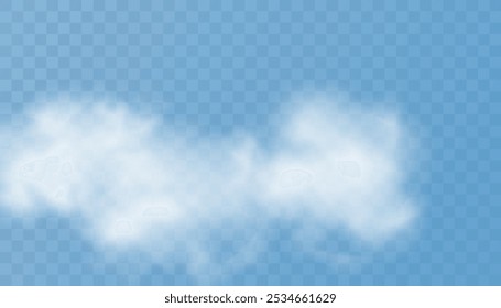 Cloud. Sky in clouds. Set of vector condensation trails. Smoke.