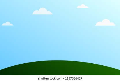 cloud sky Grassy hill vector illustration wallpaper background.