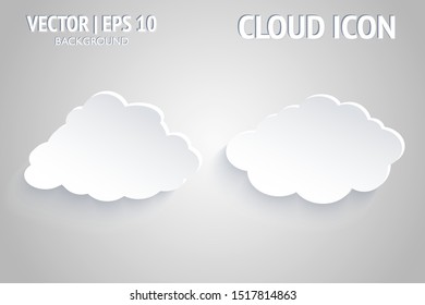 Cloud sky isolated vector icon set on white background. Cartoon cloudy illustration shape art collection for web, weather, wallpaper, heaven, technology, summer, spring, flyer. Nature cloudscape
