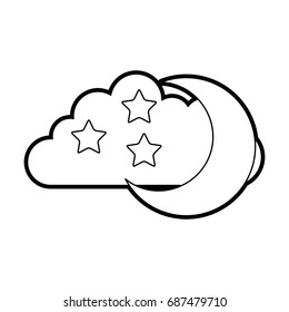 cloud sky with mon and stars