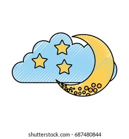cloud sky with mon and stars