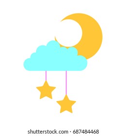 cloud sky with mon and stars
