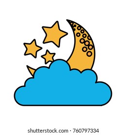cloud sky with mon and stars