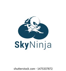 cloud sky ninja logo template design