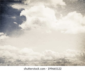 Cloud and sky on grainy paper.
