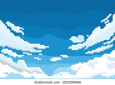 Cloud In The Sky With Pixel Art Style