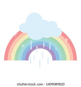 cloud sky with rain drops and rainbow