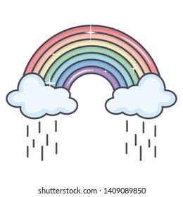 cloud sky with rain drops and rainbow
